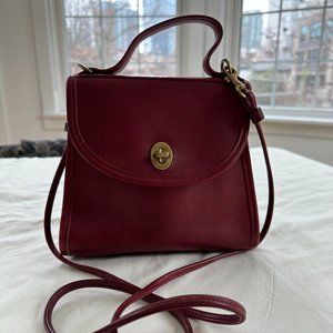 Red leather crossbody bag
